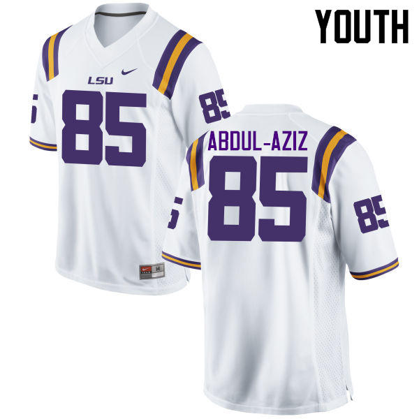 Youth LSU Tigers #85 Jamil Abdul-Aziz College Football Jerseys Game-White - Click Image to Close
